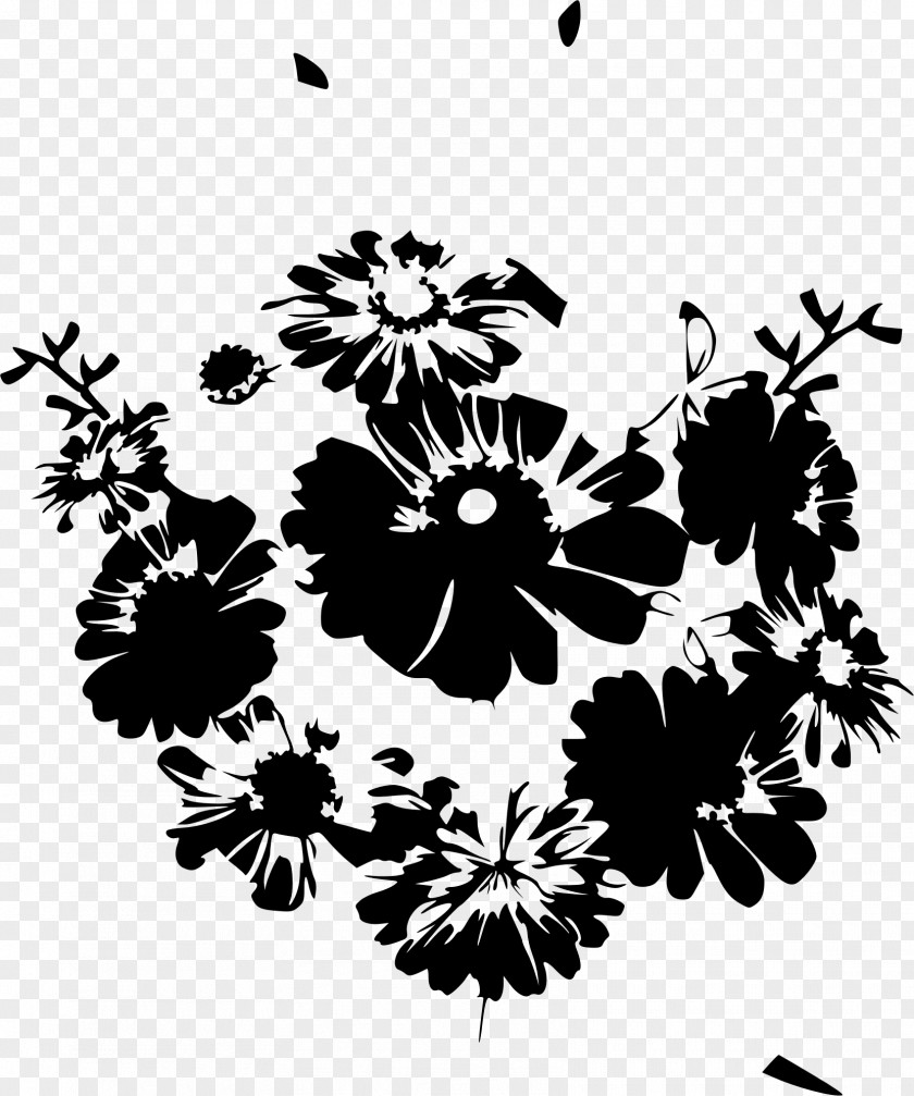 Flower Black Bouquet Floral Design And White Petal PNG