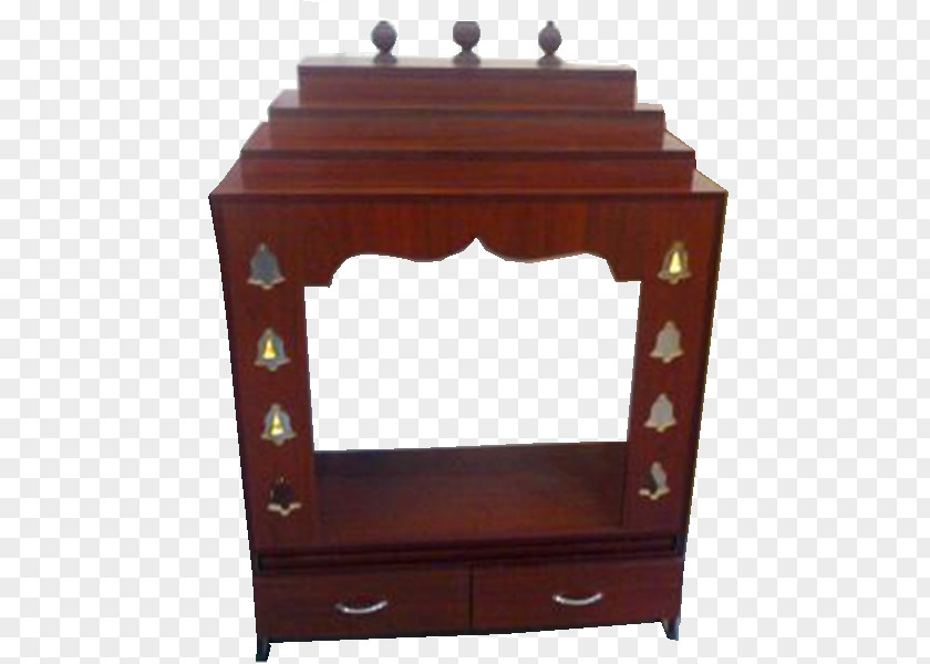 Mahogany Chair Shelf Puja Cabinetry Temple Furniture PNG