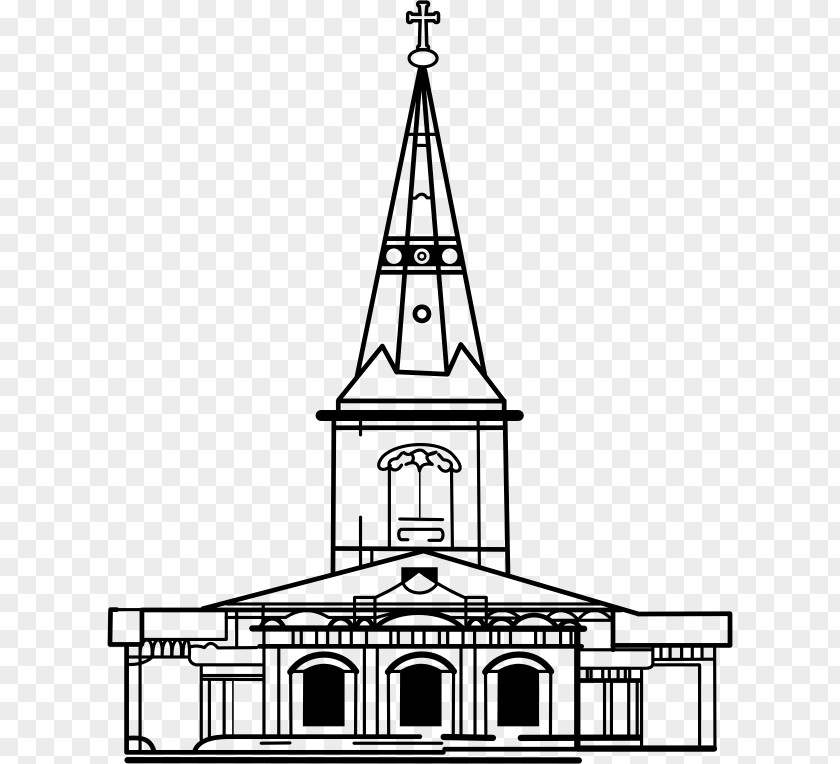 Steeple Line Art Church Building Drawing Clip PNG