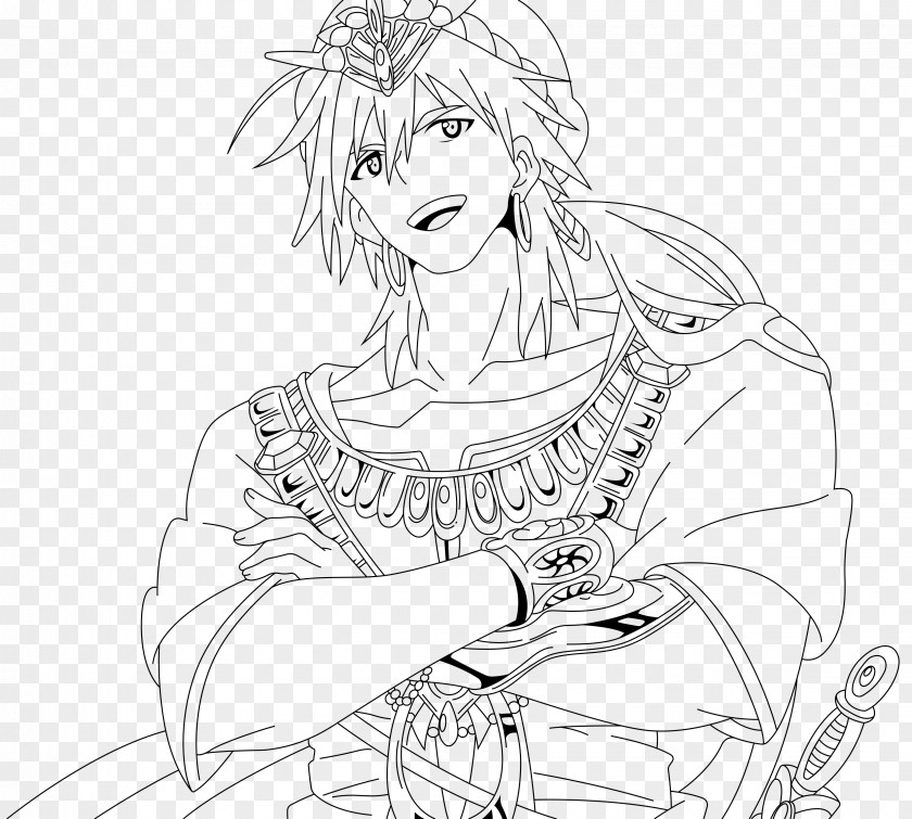 Sinbad Magi: The Labyrinth Of Magic Character Line Art PNG