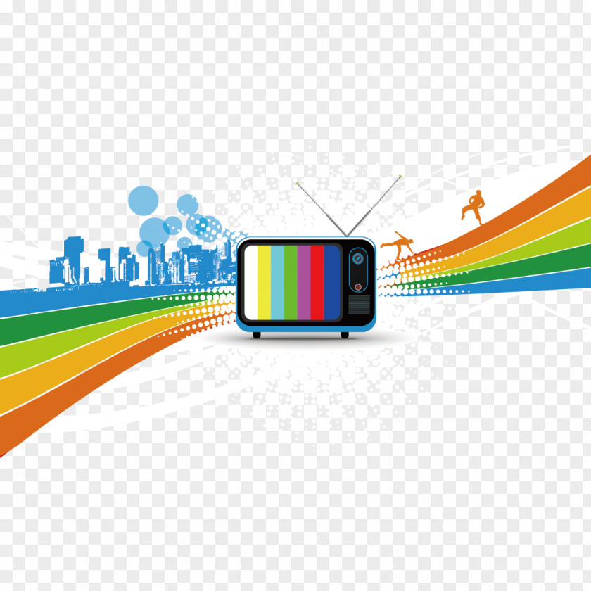 TV And Colored Lines Television Photography Illustration PNG
