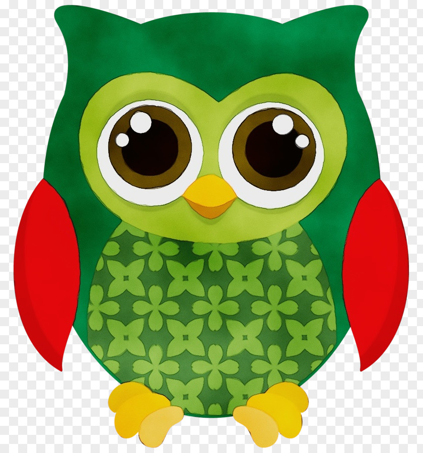 Bird Of Prey Owl Green Cartoon Yellow Clip Art PNG