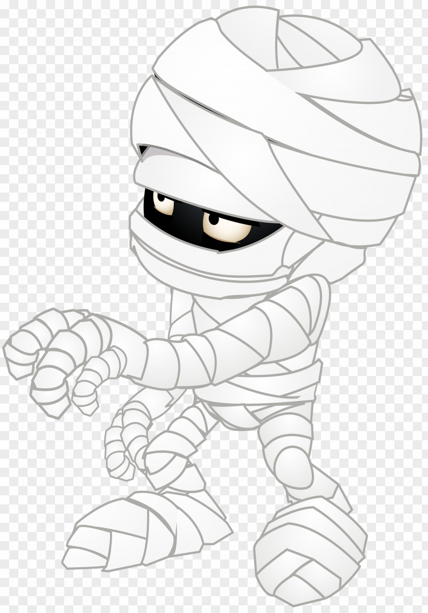 Halloween Mummy Transparent Clip Art Image Black And White Line Cartoon Sketch PNG