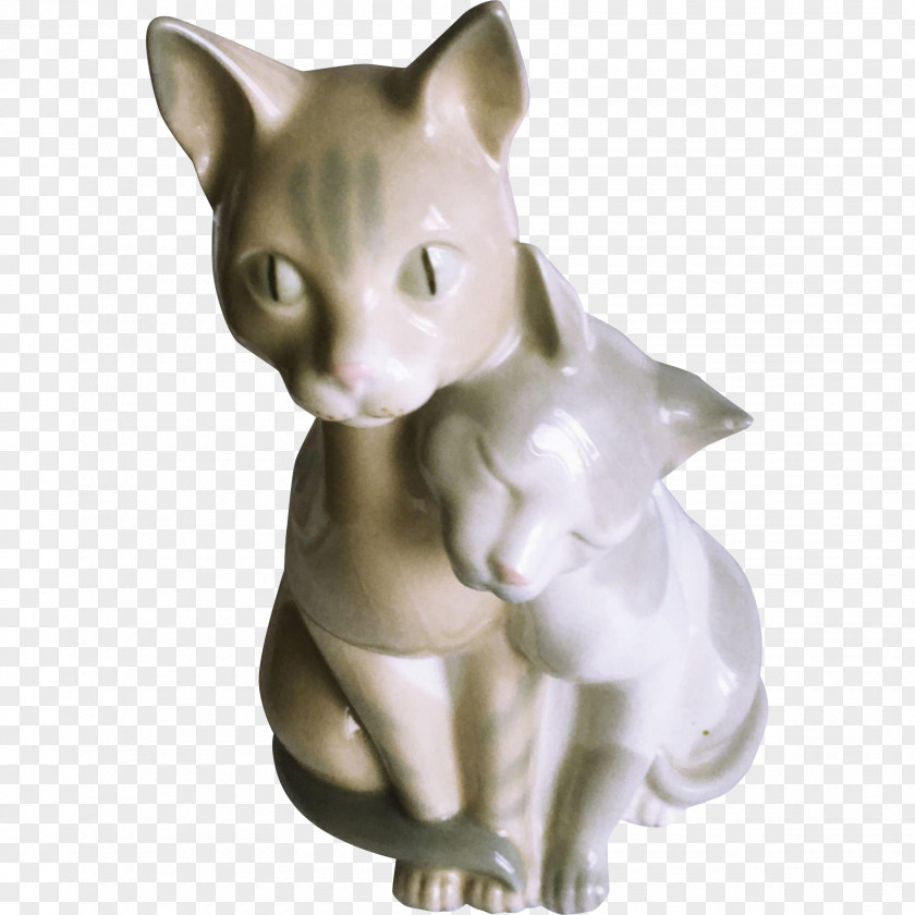 Porcelain Whiskers Cat Figurine PNG