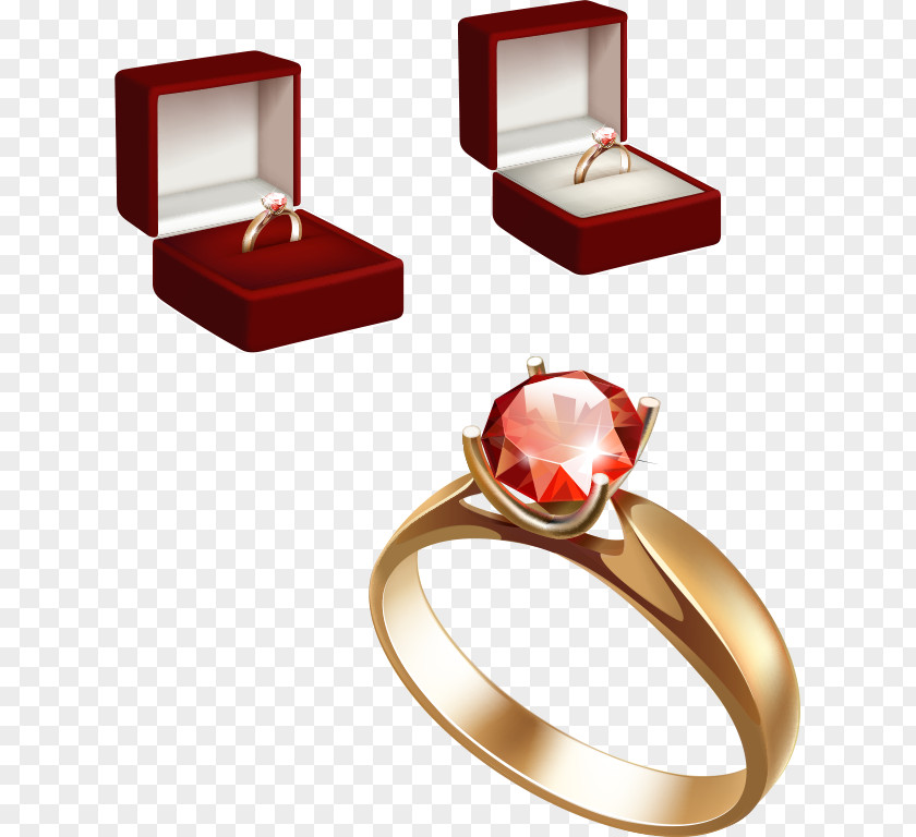 Vector Diamond Rings And Jewelry Boxes Engagement Ring Gemstone Gold PNG