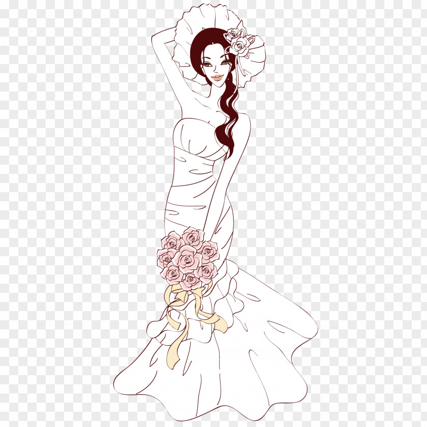 Beautiful Bride Woman Illustration PNG