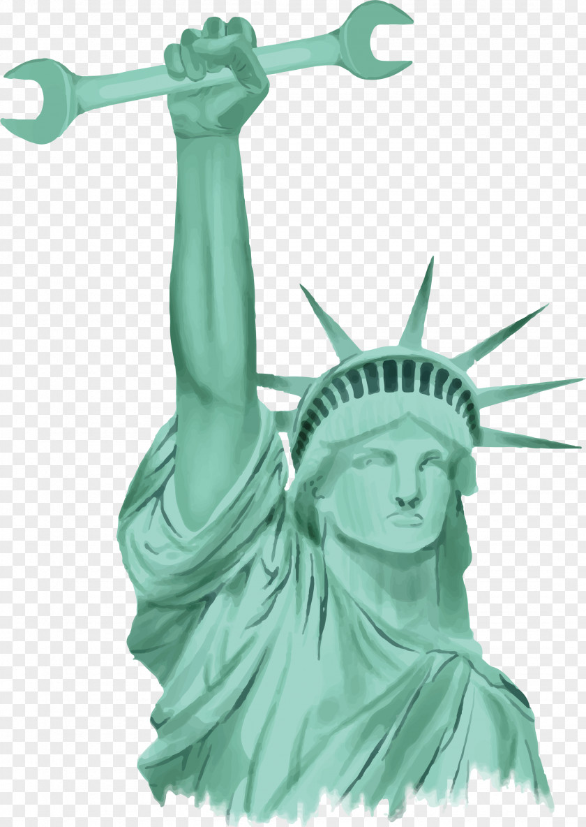 Green Hand-painted Statue Of Liberty Los Angeles PNG