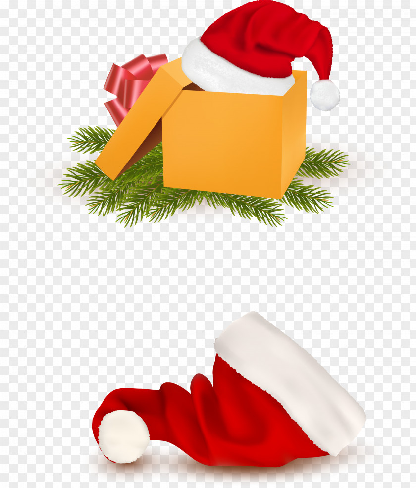 Vector Christmas Hat Gift Clip Art PNG