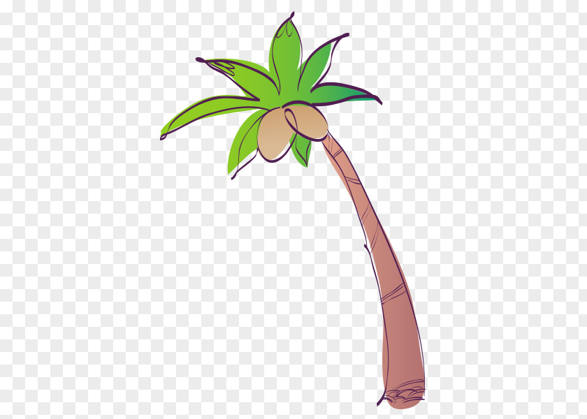 Cartoon Hand Painted Coconut Tree Picture PNG