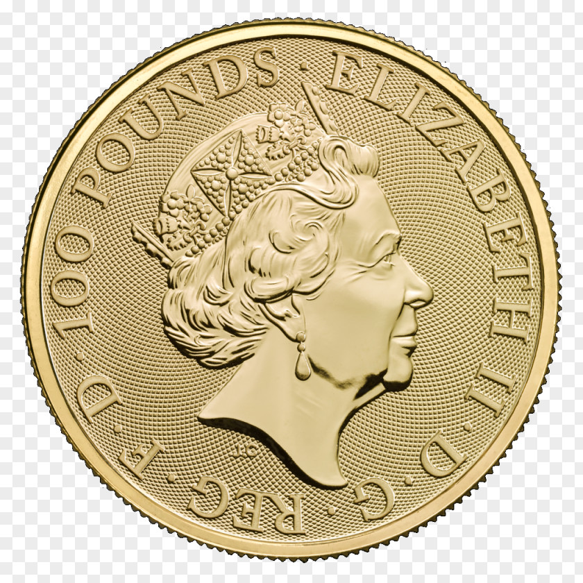 Gold Royal Mint The Queen's Beasts Bullion Coin PNG