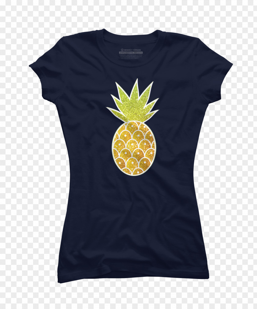Pineapple Watercolor T-shirt Sleeve Navy Blue Top PNG