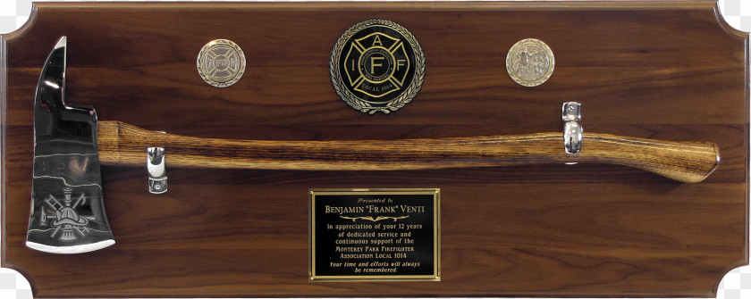 Plaque Firefighter Axe Commemorative Award Fire Department PNG