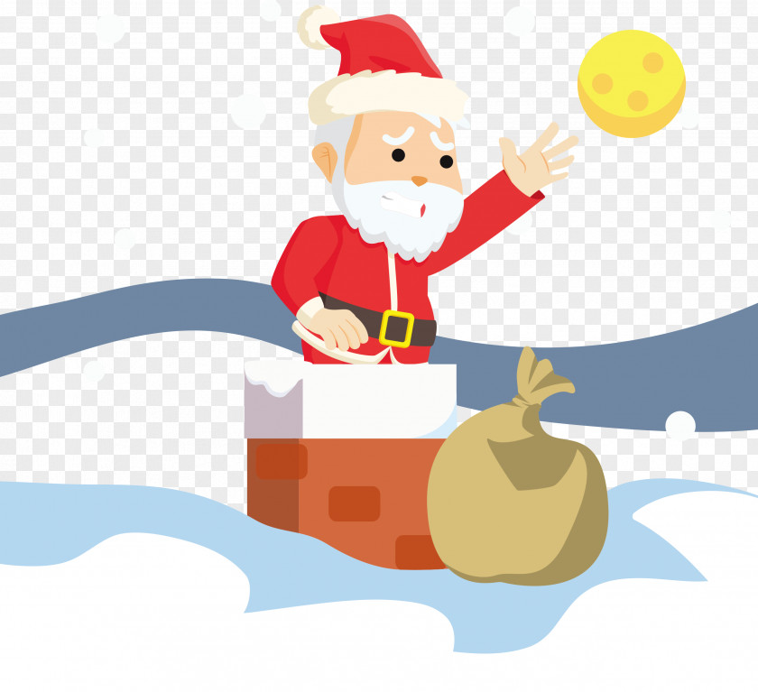 Santa In The Chimney Vector Illustration Claus Christmas Ornament PNG