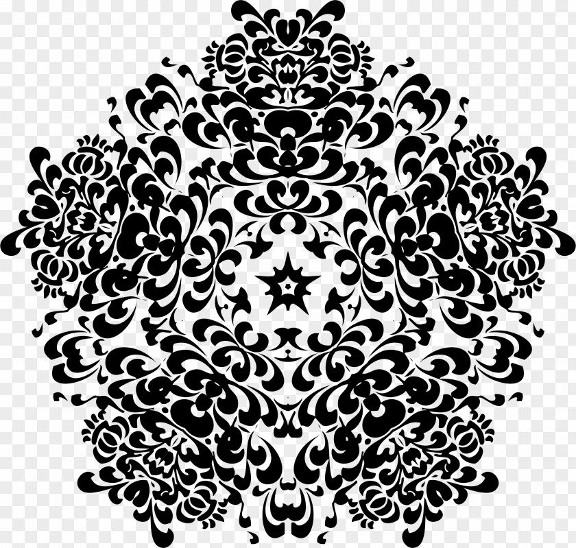 Layout Black And White Vintage Floral Design PNG