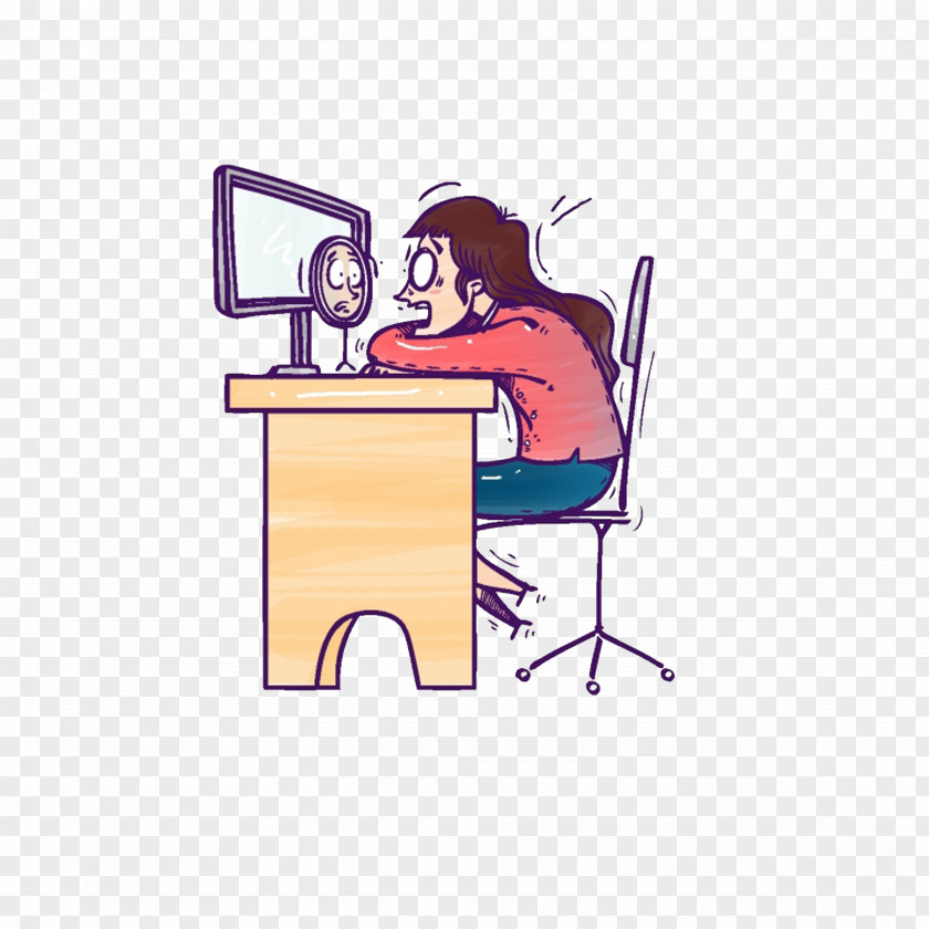 Lying On The Table And Look In Mirror Sleep Siesta Illustration PNG