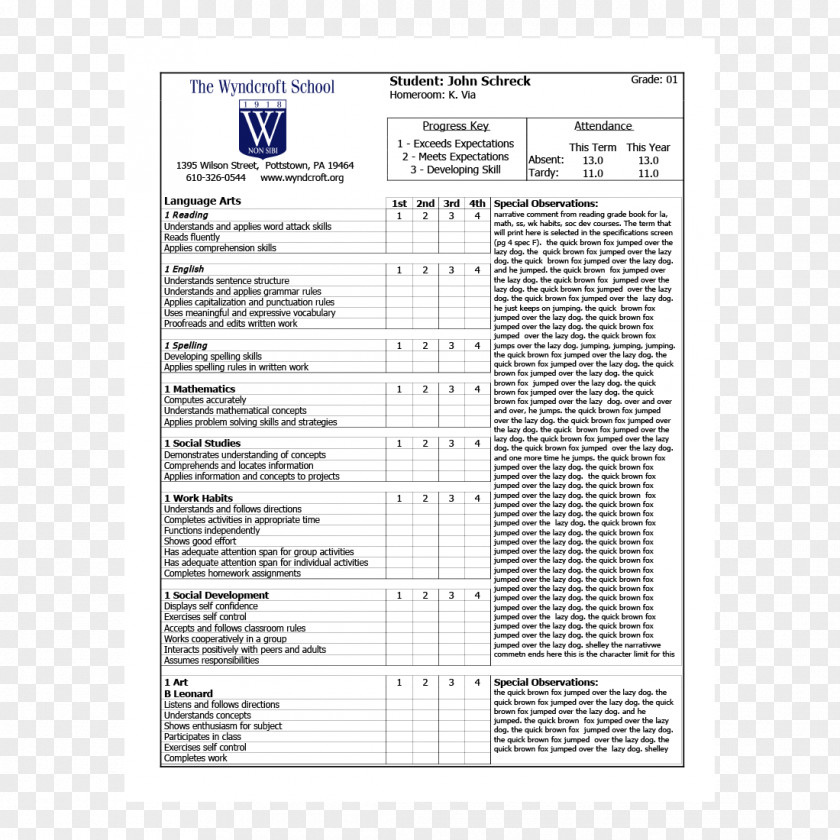 Student Report Card Template Résumé School PNG