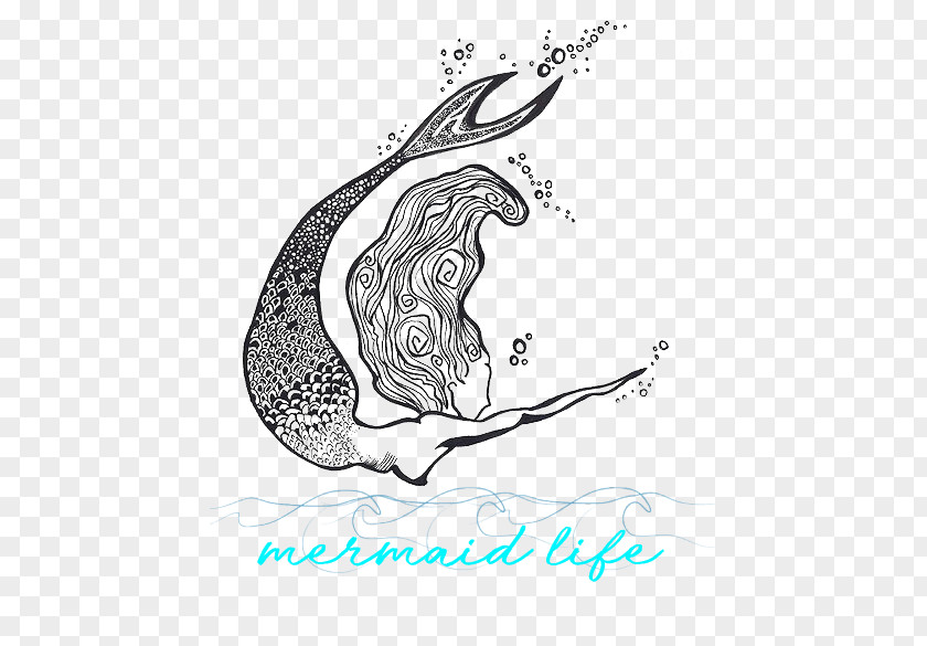 Mermaid Zentangles Doodle Drawing Sketch PNG