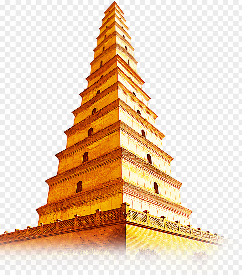 Pyramid Giant Wild Goose Pagoda Small Temple Buddhism PNG
