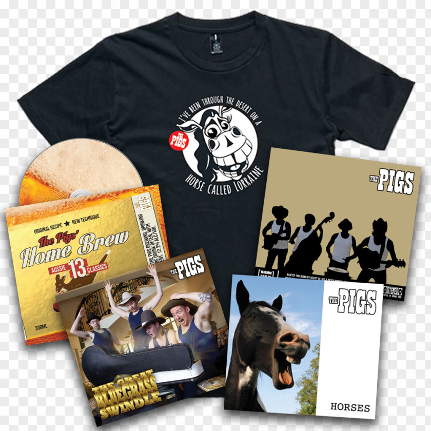 T-shirt The Pigs' Home Brew: 13 Aussie Classics Great Bluegrass Swindle Macho Moisturiser PNG