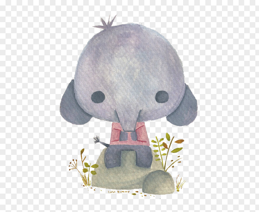 Watercolor Painted Gray Elephant Watercolor: Flowers Painting Illustration PNG