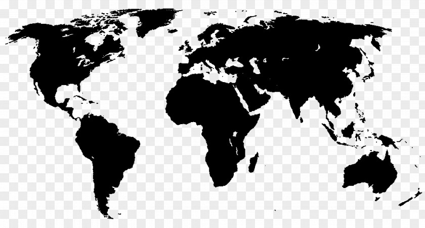 World Map Black And White Clip Art PNG