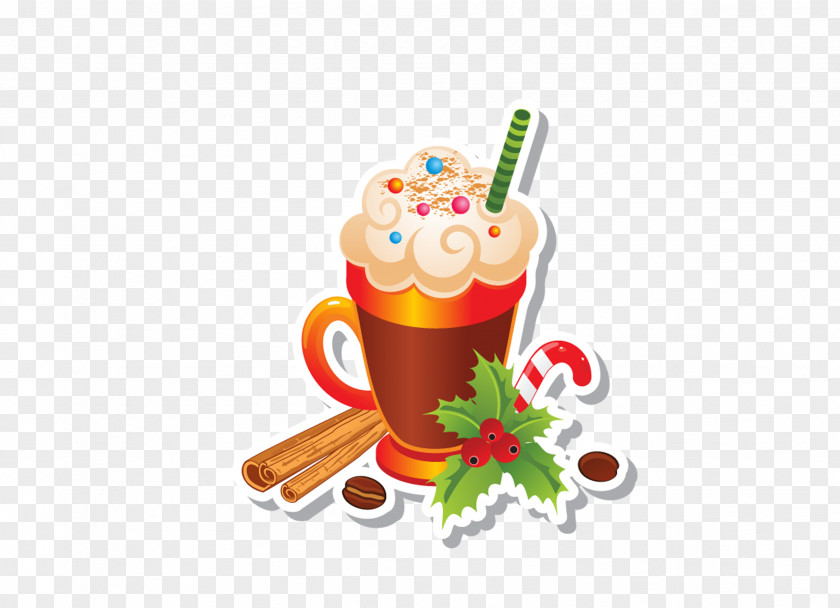 Cold Drink Eggnog Candy Cane Christmas Clip Art PNG