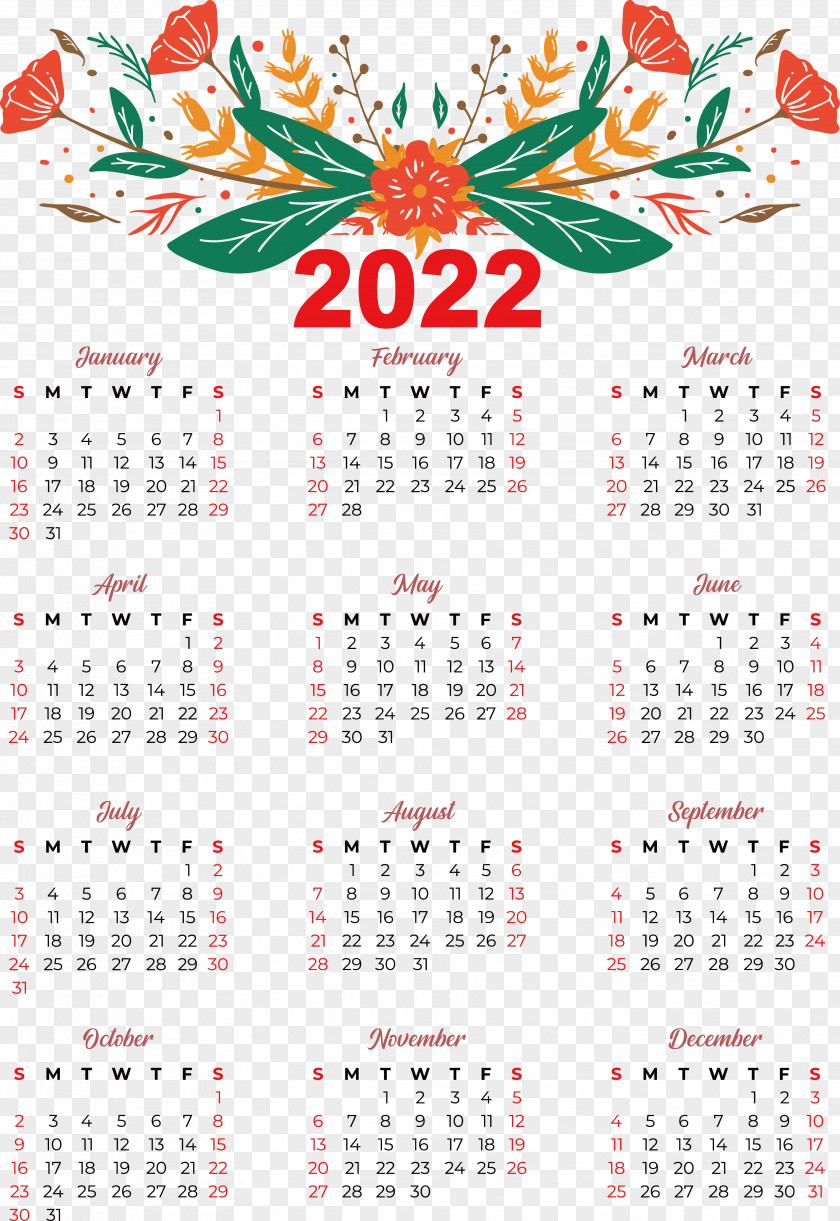 Calendar 2022新年快乐 Calendar Year January Raster Graphics PNG