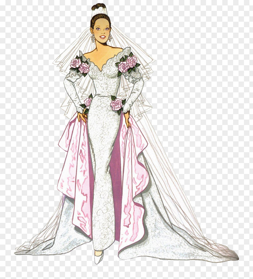 Doll Bride And Groom Fashion Paper Dolls Gown PNG
