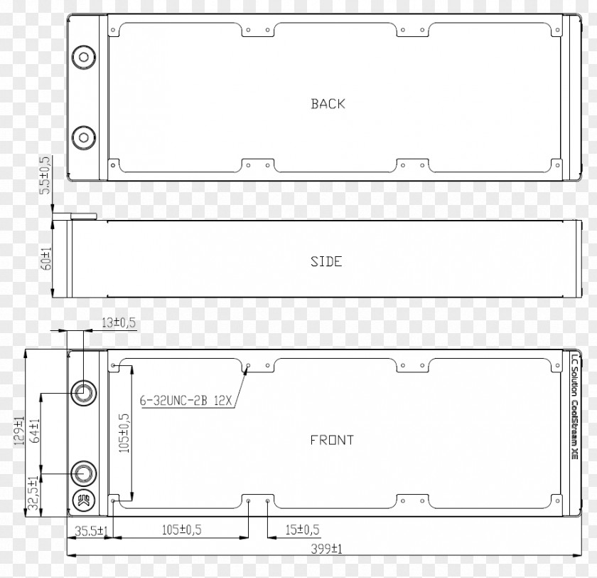 Radiator EKWB Water Cooling Technical Drawing Refrigeration PNG