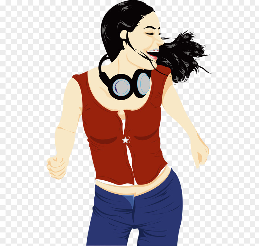 Woman Wearing Headphones Cartoon Download PNG