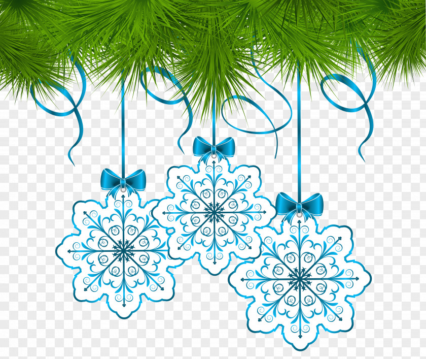 Christmas Pine Decor With Snowflakes Ornaments Clip Art Image Snowflake PNG
