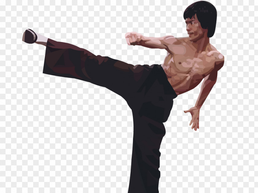 Bruce Lee Flying Kick Martial Arts PNG
