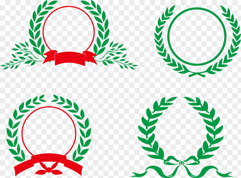 Wheat Pattern Red Ribbon Green Clip Art PNG