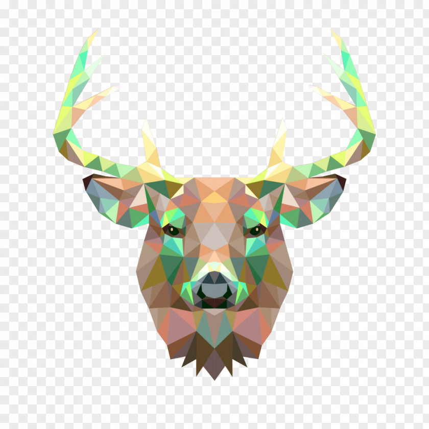 Deer Printmaking Art Animal Wall Decal PNG