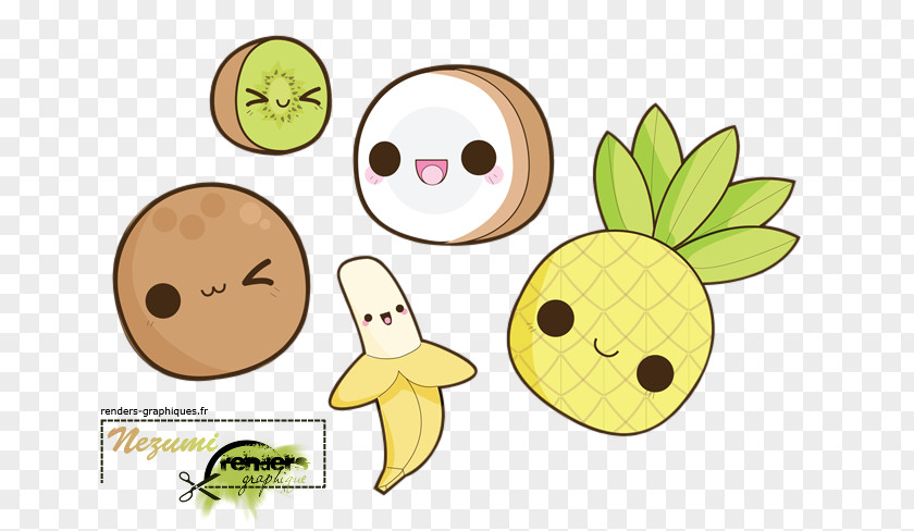 Kawaii Fruit Image Drawing Kiwifruit Banana PNG