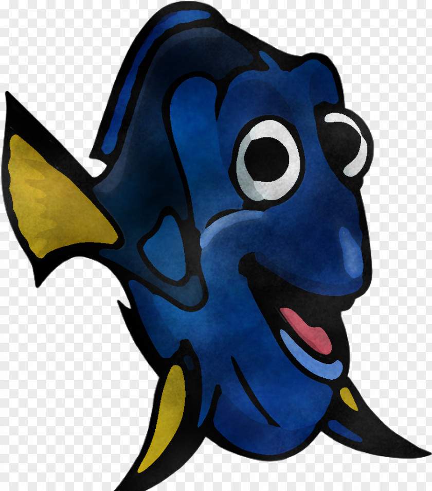 Electric Blue Fish Cartoon PNG