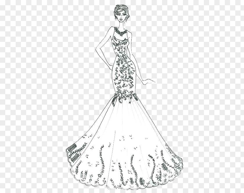 Costume Design Artwork Wedding Dress Ball Gown Sketch PNG