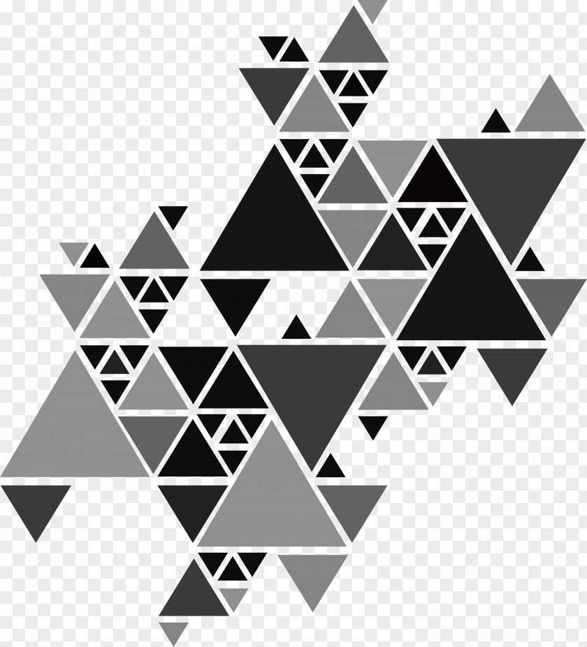 Gray Triangle Puzzle Grey Geometry Brochure PNG