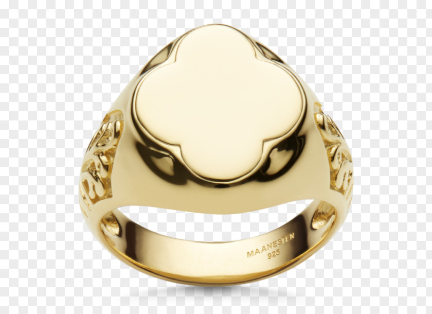 Ring Pinky Gold Engraving Silver PNG