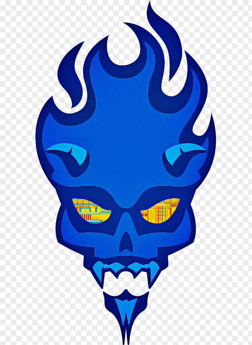 Skull Bone Clip Art Electric Blue PNG