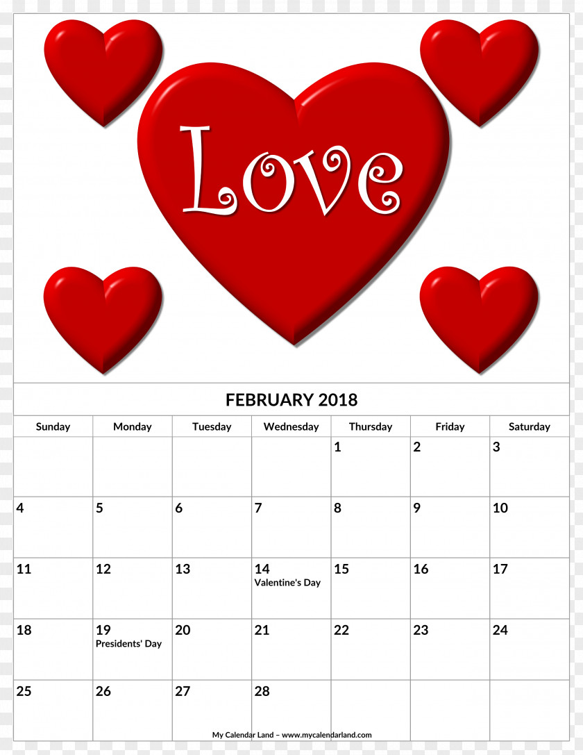 Valentines Day Calendar Valentine's February 0 Heart PNG