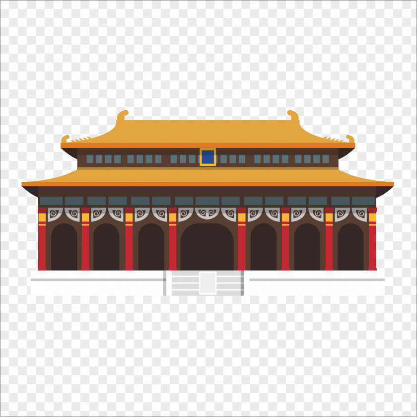 Flat Forbidden City Adobe Illustrator Software Template PNG