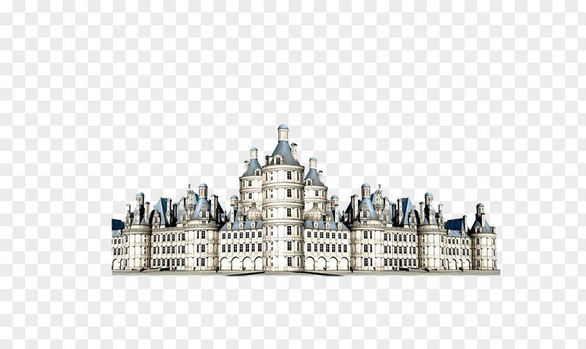 Hand-painted European-style Palace Complex Castle PNG