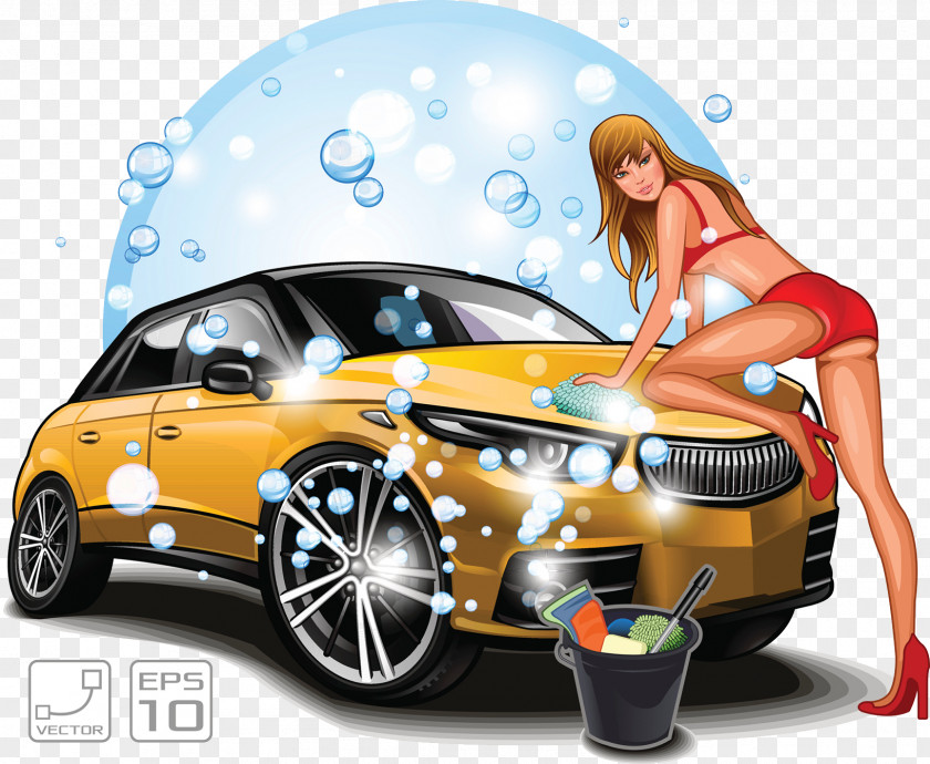 Beauty Car Wash Illustration PNG