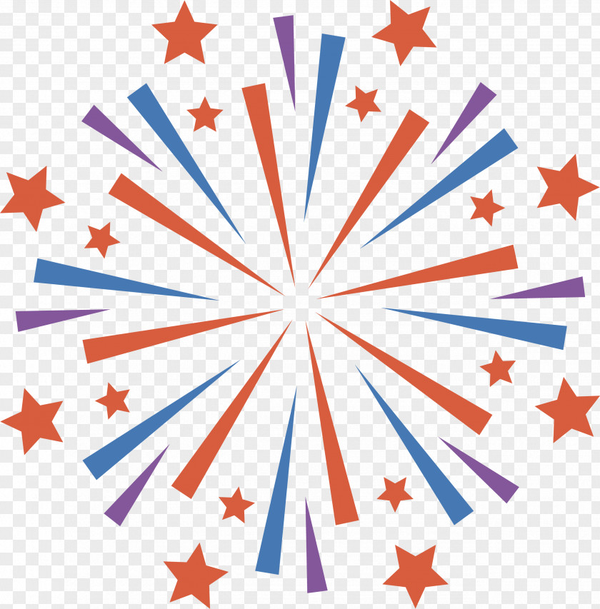 Red And Blue Fireworks Pattern PNG