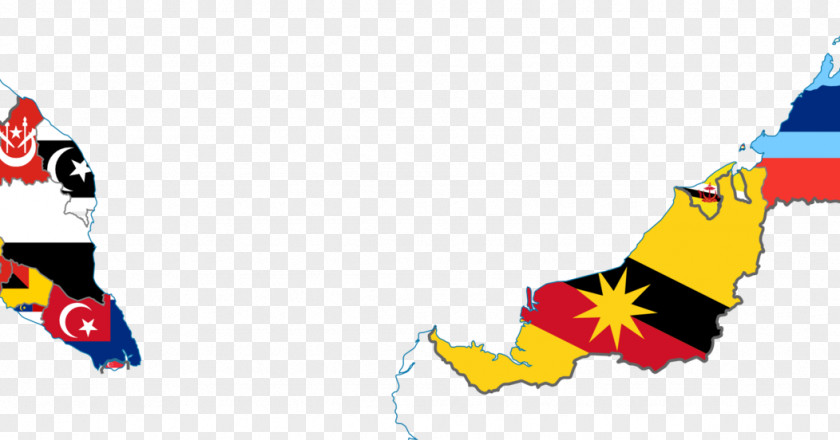 Flag Of Malaysia Peninsular Brunei States And Federal Territories Vector Map PNG