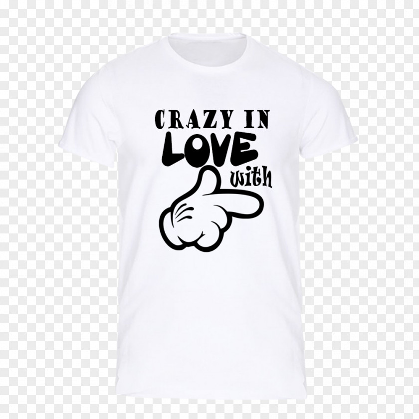 Love Couple Printed T-shirt White Sleeve PNG