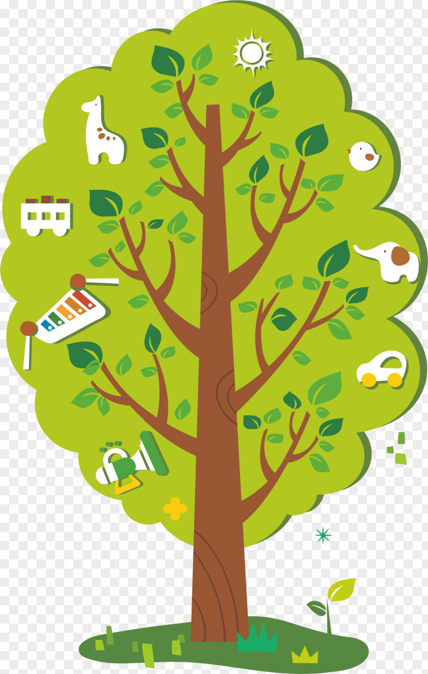 Cartoon Tree Green Illustration PNG