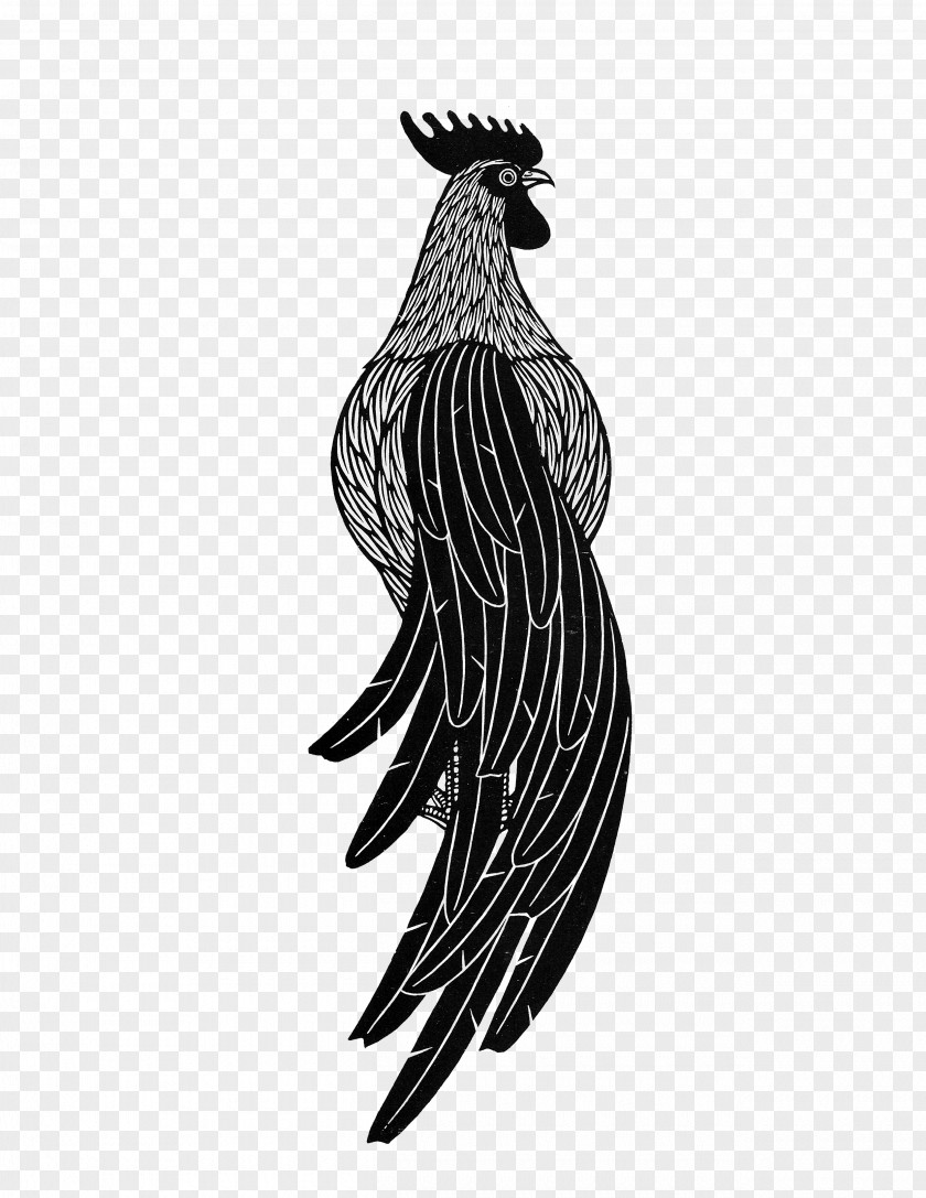 Chicken Rooster Linocut Painter Art PNG