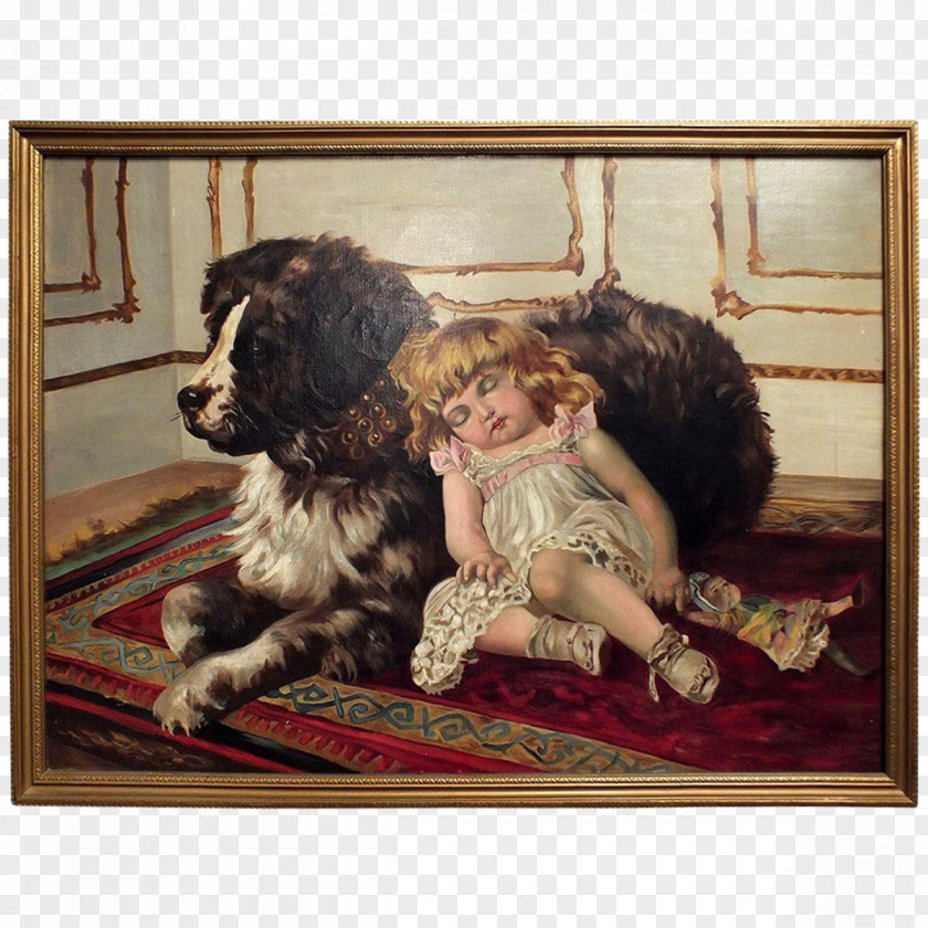 The Dog Painted St. Bernard Newfoundland Oil Painting Art PNG